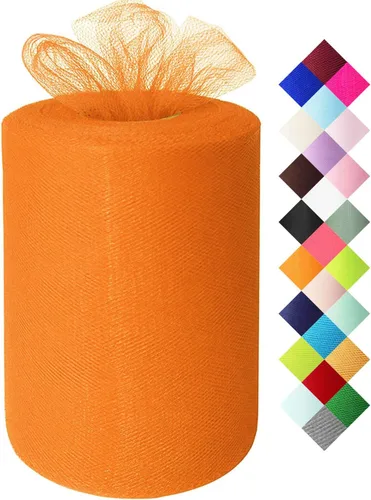 Miniatura 29 de Rollo de tela de tul azul agua de 6 pulgadas x 300 pies (100 yardas), cinta de tul mate cinta de red malla carrete para DIY falda tutú lazo de boda