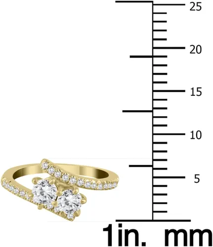 Miniatura 5 de Anillo torcido de diamantes naturales de dos piedras TW de 1 quilate en oro amarillo de 10 quilates