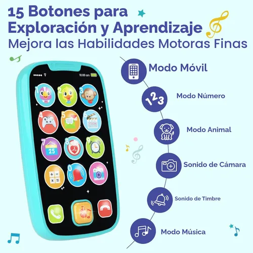 Miniatura 3 de Juguetes para niños de 1 año, 15 funciones, juguetes de niño de 1 año para niños de 1 año, teléfono de juguete para bebés, juguetes para bebés de 12