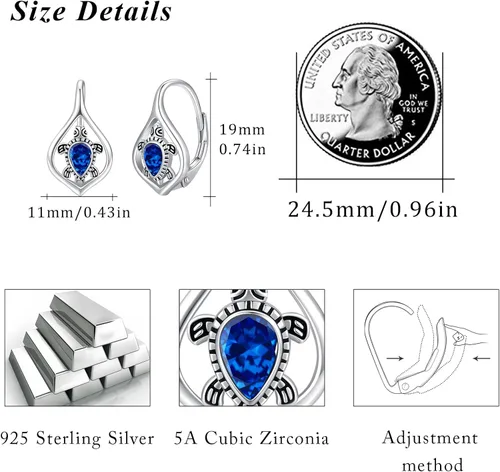 Miniatura 5 de Aretes de plata de ley 925 con diseño de tortuga, elefante, colibrí, flamenco, con diseño de animales, hipoalergénicos, regalo diario para mujeres