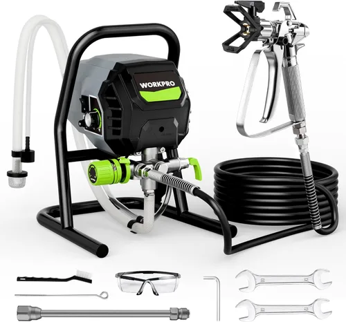 WORKPRO Pulverizador de pintura sin aire de 700 W, 2900 PSI, pulverizador de pintura eléctrico sin adelgazamiento de alta eficiencia con varilla de