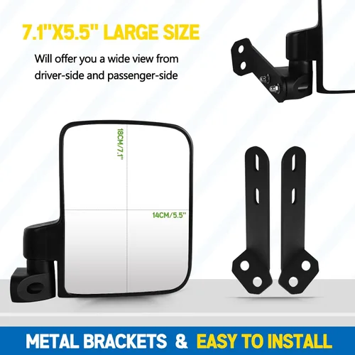 Miniatura 6 de UNIGT Espejo de vista lateral estilo fábrica no destructivo Compatible con 2016-2024 Polaris General 1000 EPS XP 4 1000 Espejos laterales traseros