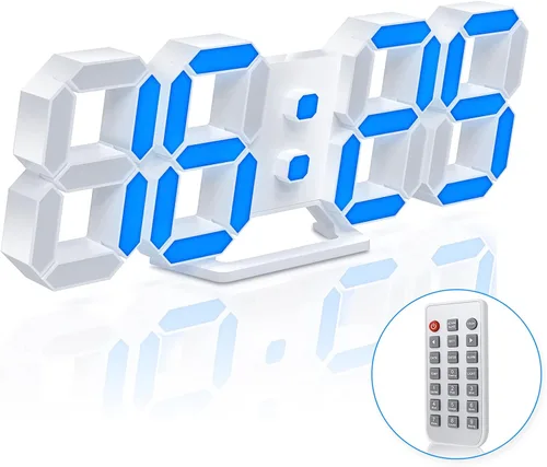 Reloj Despertador Digital de Neón LED 3D de Escritorio/Pared, Luz Nocturna RGB de 7 Colores de 9.7", con Control Remoto para Dormitorio/Sala de