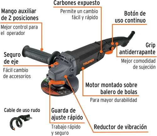Miniatura 2 de Amoladora angular, 4-1/2 ', industrial, 900 W