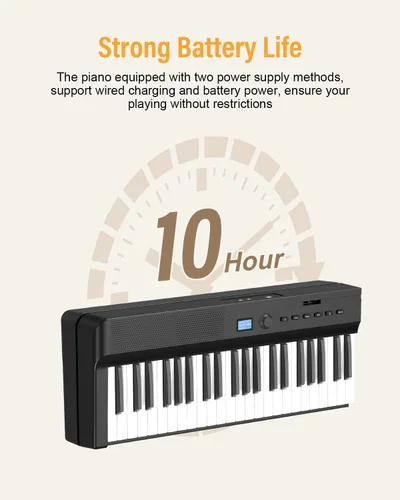 Miniatura 8 de Teclado de Piano Plegable Mejorado, Teclado Semi Pesado de 88 Teclas de Tamaño Completo con Soporte para MIDI y Bluetooth, Teclado de Piano Plegable