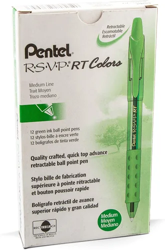 Miniatura 14 de Pentel RSVP RT Colors - Bolígrafo retráctil de punta redonda, línea mediana, barril, tinta rosa, paquete de 2 unidades (BK93CRBP2P)