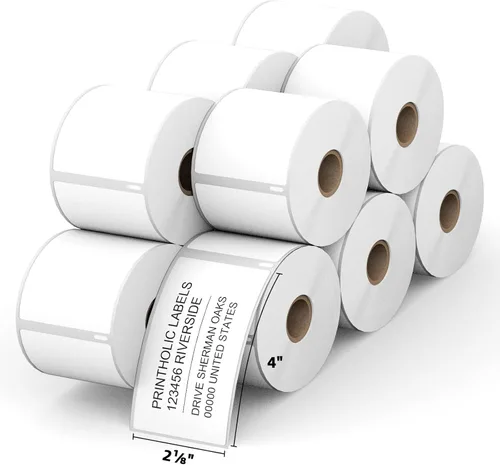 Etiquetas térmicas directas compatibles de repuesto para Dymo 30323 (2-1/8 x 4 pulgadas), 12 rollos de etiquetas de envío – Uso con impresoras