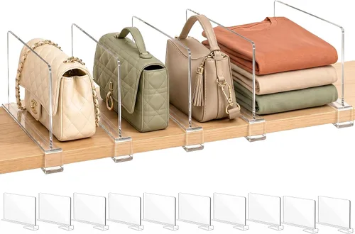 Organizador de bolsos divisores de estantes para armario: 6 pulgadas de alto (versión más corta) organizador de bolsos de acrílico - Separador de