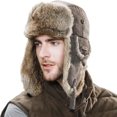 Miniatura 34 de Comhats Gran XL Trapper Trooper Caza Cálido Oído Solapa Rusia Ushanka Invierno Esquí Clima Frío Bombardero Sombreros para Hombres