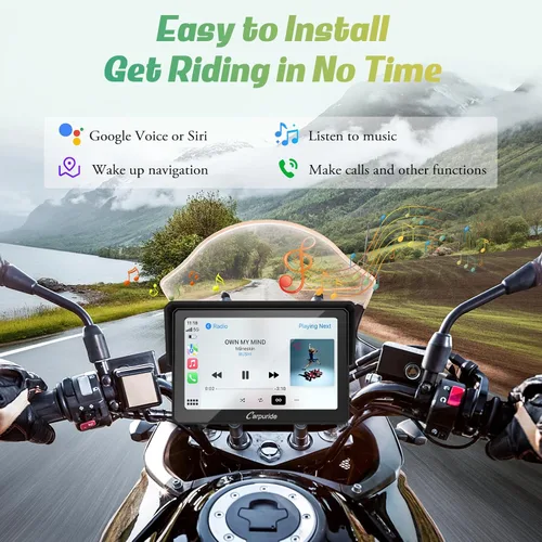Miniatura 4 de Carpuride W502 motocicleta GPS inalámbrico portátil Carplay/Android Auto impermeable coche estéreo, 5 "IPS pantalla táctil con doble Bluetooth