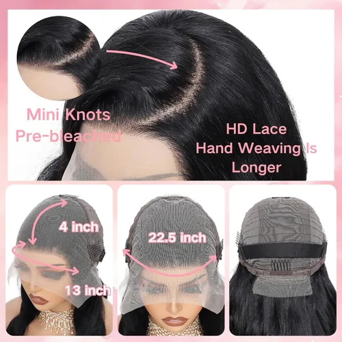 Miniatura 5 de MAKATI Pelucas de cabello humano ondulado de 22 pulgadas con encaje frontal transparente HD de 22 pulgadas, densidad 200, para mujeres negras, sin