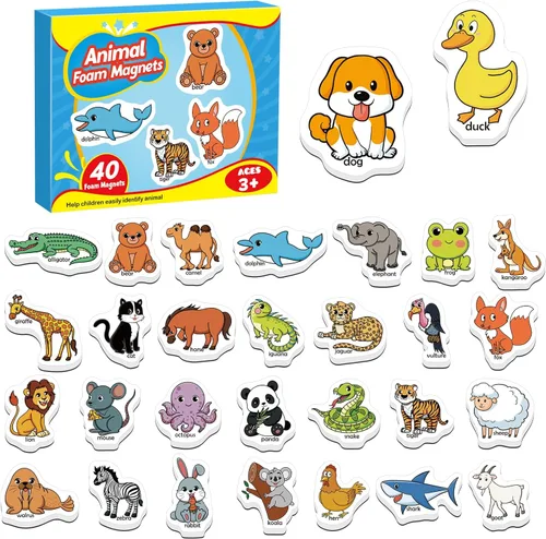 Miniatura 11 de Kasfalci Juegos de palabras CVC, 50 objetos de espuma magnética, imanes de nevera para niños, juguetes de terapia del habla para niños pequeños