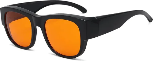 Miniatura 23 de Eyekepper Reducción de Luz Azul al 100%, Gafas de Computadora de Bloqueo Anti-Azul Fitover con Lente Extra Ámbar 1804-negro-100% bloqueo de luz azul