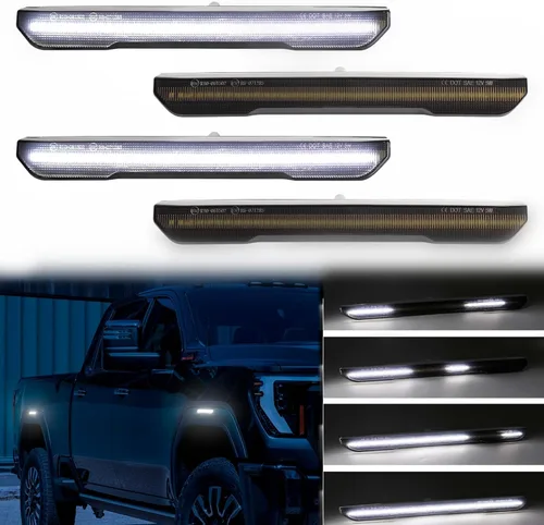 Luces LED de marcador lateral blanco secuencial dinámico para camioneta GMC Sierra 2500HD 3500HD 2020 2021 2022 2023 2024, lámpara reflector de