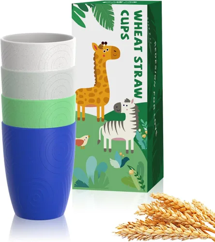 Miniatura 13 de Homienly Juego de vasos apilables con popote de trigo inastillable, vasos de cocina irrompibles para niños y adultos, reutilizables, aptos para 8