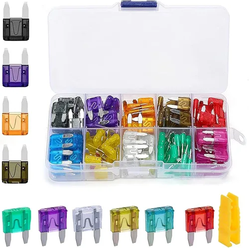 Juego de 120 fusibles para automóvil, kit de fusibles mini para automoción, para auto, sedán, RV, motocicleta (2A/3A/5A/7.5A/10A/15A/20A/25A/30A/35A)