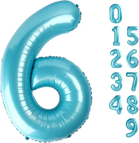 Miniatura 161 de Globos de números de 5 globos de 40 pulgadas, decoraciones de cumpleaños azules para niños y niñas, globos de números azul marino grandes