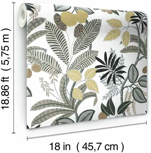 Miniatura 6 de RoomMates RMK11578RL Papel tapiz autoadhesivo Funky Jungle gris y amarillo
