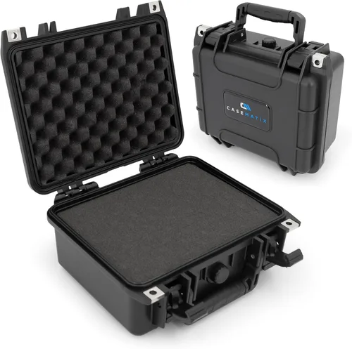 Miniatura 10 de CASEMATIX Estuche rígido pequeño impermeable de 9.5 pulgadas con espuma personalizable para electrónica portátil, herramientas y accesorios, funda