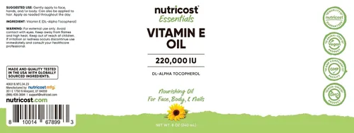 Miniatura 2 de Nutricost Aceite esencial de vitamina E (8 onzas/230,000 UI) Aceite de vitamina E para piel, cabello y uñas