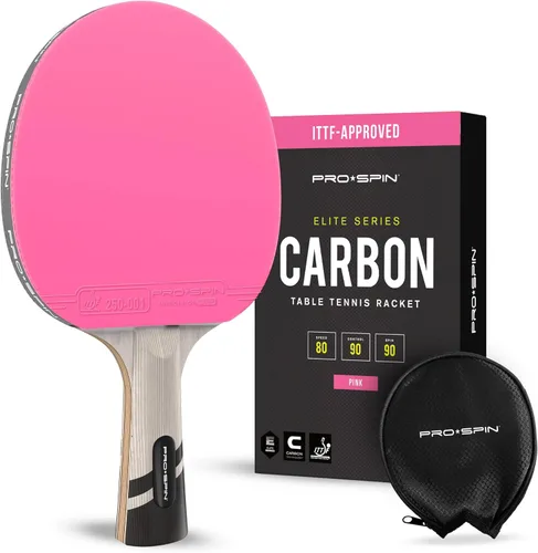 PRO-SPIN Palas de ping pong - Raquetes de tenis de mesa de nivel profesional con fibra de carbono para un control superior | Lámina de 7 capas, goma