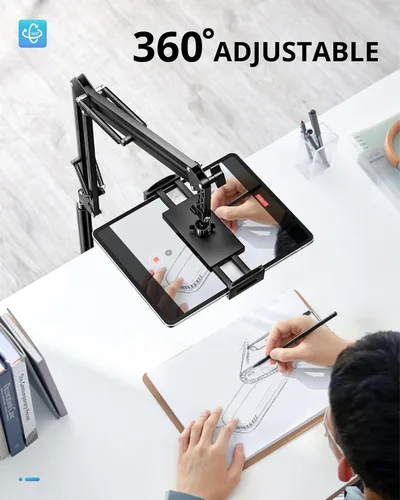 Miniatura 6 de UBeesize Soporte para Tablet para Cama y Piso, Soporte Ajustable para iPad de Servicio Pesado de 9.7 LB, Giratorio de 360°, Brazo Extensible