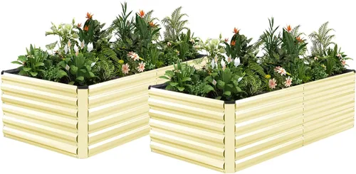 Miniatura 41 de NAVINE Cama de jardín elevada de 8 x 4 x 2 pies, macetas elevadas de metal grande, macetas para plantas al aire libre para verduras, flores