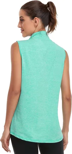 Miniatura 3 de Viracy Camiseta sin mangas con cremallera para mujer, de secado rápido, para entrenamiento de golf