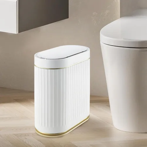 ELPHECO Cubo de Basura para Baño de 2 Galones Cubo de Basura Inteligente de Plástico Impermeable 7.5L Cesto de Basura Decoración de Baño Cubo de Oro