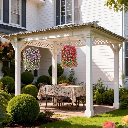 Miniatura 6 de Flores colgantes artificiales para exteriores, 2 piezas de plantas colgantes artificiales al aire libre, decoración de primavera y verano