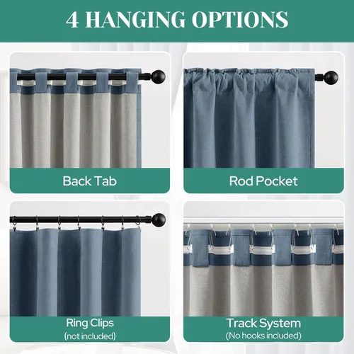 Miniatura 7 de HOMEIDEAS Cortinas Opacas 100% de Chenilla para Dormitorio, Cortinas Rosa Rubor de 63 Pulgadas de Largo, 2 Paneles para Sala de Estar/Guardería