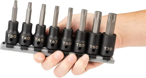 Miniatura 3 de TEKTON Juego de llaves de vaso de impacto Torx de 1/2 pulgada con riel, 8 piezas (T30-T70) SIB92102