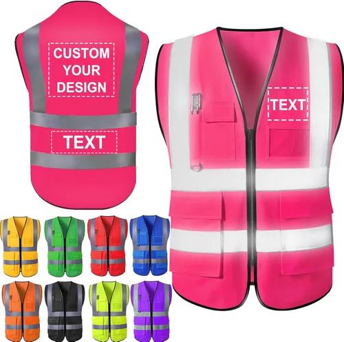 Miniatura 7 de Aolun Chalecos de seguridad de alta visibilidad, chaleco reflectante con bolsillos, logotipo personalizado, ropa de trabajo protectora para hombres