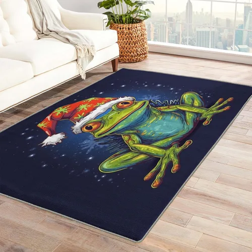 Alfombra de rana navideña y decoración del hogar, alfombra de 2 x 3 pies, alfombras anfibias para entrada, sala de estar, dormitorio, alfombra para