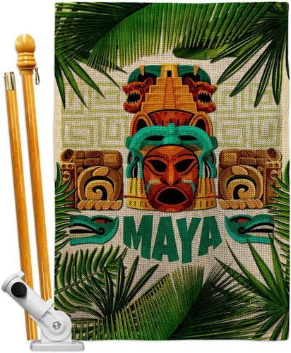 Miniatura 11 de Maya - Kit de banderas de arpillera para casa de jardín, regional, México, Estados Unidos, Estados mexicanos, área particular, pequeño, decorativo