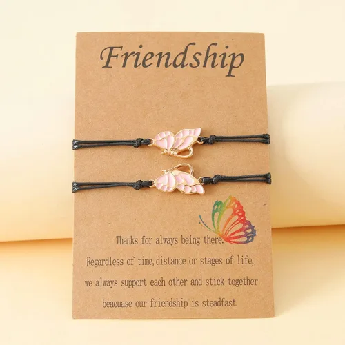 Miniatura 3 de Fuqimanman2020 Juego de 2 pulseras de amor de mariposa esmaltada a juego de larga distancia para 2 parejas, mejores amigos, mejores amigos, mejores