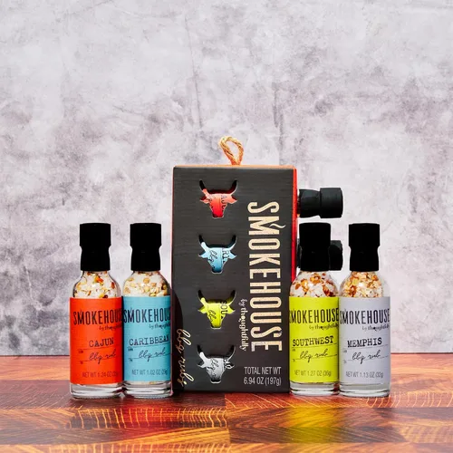 Miniatura 6 de Smokehouse by Thoughtfully, juego de regalo Smokehouse Barbecue Rubs, sabores incluyen cajún, caribe, Memphis y suroeste, juego de 4