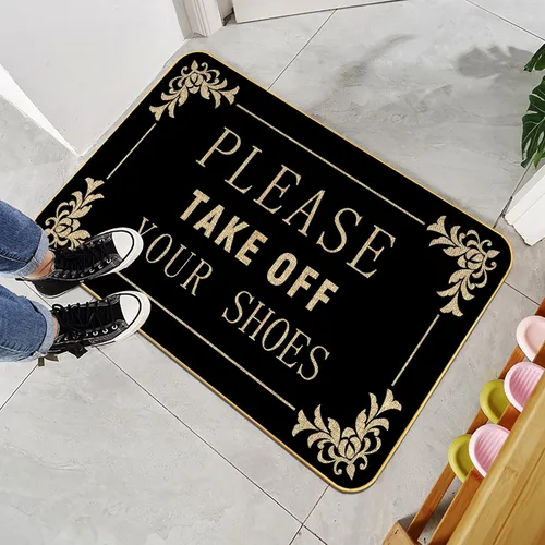 Miniatura 5 de AUSTAB Alfombras divertidas de bienvenida Por favor, quítese los zapatos Alfombra para entrada personalizada para interiores y exteriores Alfombra
