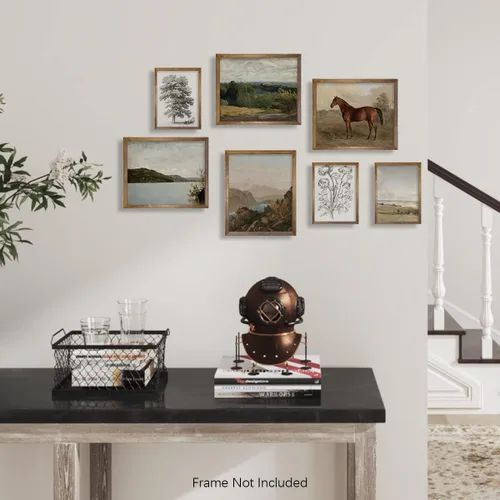 Miniatura 4 de Decoración de Pared de Campo Francés Rústico - Cuadro de Baño de Boho Art Deco Victoria - Póster de Cocina Moderna de Granja - Juego de Paisaje