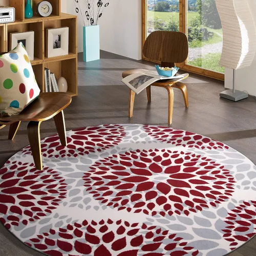 Miniatura 29 de Rugshop Alfombra con diseño moderno de círculos florales amarillos – Elegante, sin desprendimiento, de 2 x 3 pies, para sala de estar, dormitorio