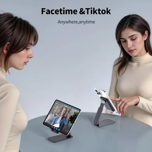 Miniatura 5 de iWALK Soporte magnético para teléfono celular para escritorio, soporte de teléfono móvil ajustable en ángulo y altura, soporte magnético plegable