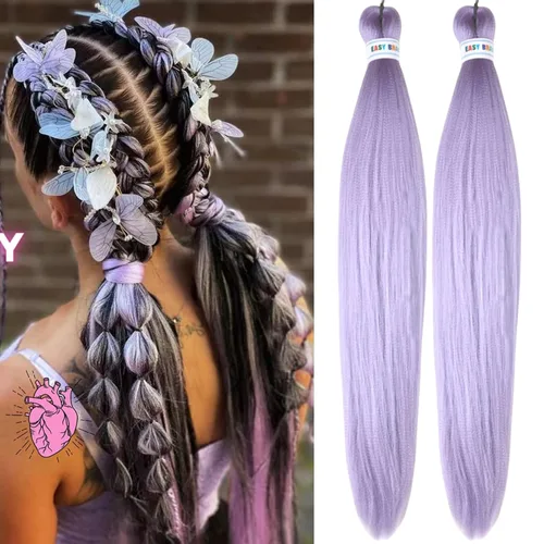Miniatura 55 de Cabello estirado de fibra Kanekalon para trenzar con cabello humano, color oro rosado, 30 pulgadas