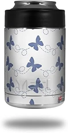 Mariposas pastel azul sobre blanco – Calcomanía estilo adhesivo para Yeti Rambler Colster y RTIC Can (enfriador no incluido)
