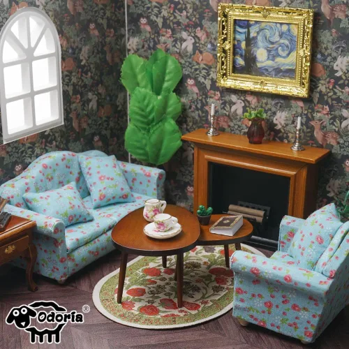 Miniatura 8 de Odoria 1/12 - Muebles en miniatura para casa de muñecas, color marrón