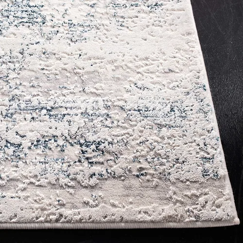 Miniatura 3 de SAFAVIEH Amalfi Collection AMF572C - Alfombra de pasillo de 2 x 8 pies, color crema y azul marino, moderno diseño abstracto envejecido, no desprende