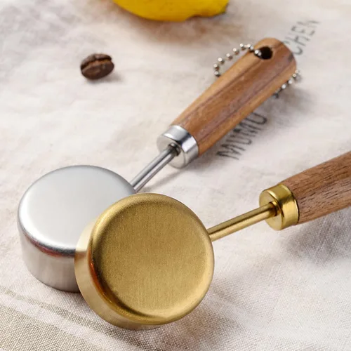 Miniatura 6 de JASHII Juego de tazas medidoras de 0.5 fl oz/0.47 oz con mango de madera, 2 cucharas medidoras de acero inoxidable plateado, juego de utensilios