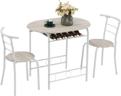 Miniatura 18 de VINGLI Juego de comedor de 3 piezas, juego de mesa de cocina pequeña para 2, juego de mesa de desayuno, mesa de madera de cocina con 2 sillas
