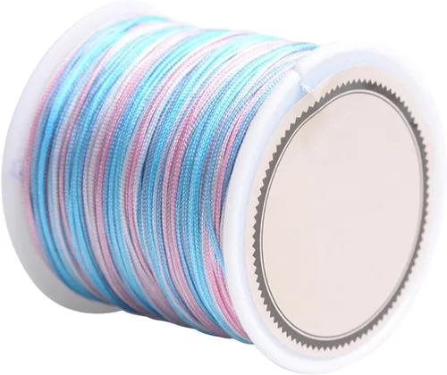 Miniatura 38 de Cordón de nailon para cuentas de 164.0 ft x 0.031 in, hilo de raso satinado de nailon trenzado para manualidades de macramé Mezcla de amarillo 1