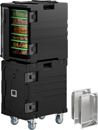 Miniatura 12 de YITAHOME Portaenvases de alimentos aislados, caja térmica LLDPE de 95 Qt para catering con sartén de acero inoxidable, calentador de alimentos