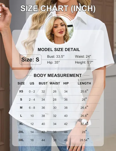 Miniatura 7 de Blooming Jelly Camisa con botones para mujer, cuello con lazo, manga corta, casual, para negocios, blusa de trabajo a la moda de verano